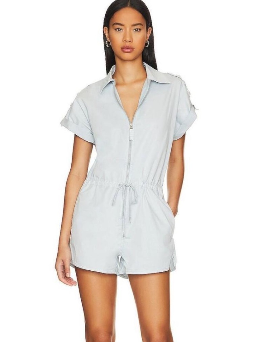 pistola Light Blue Short-Sleeve Zip Romper